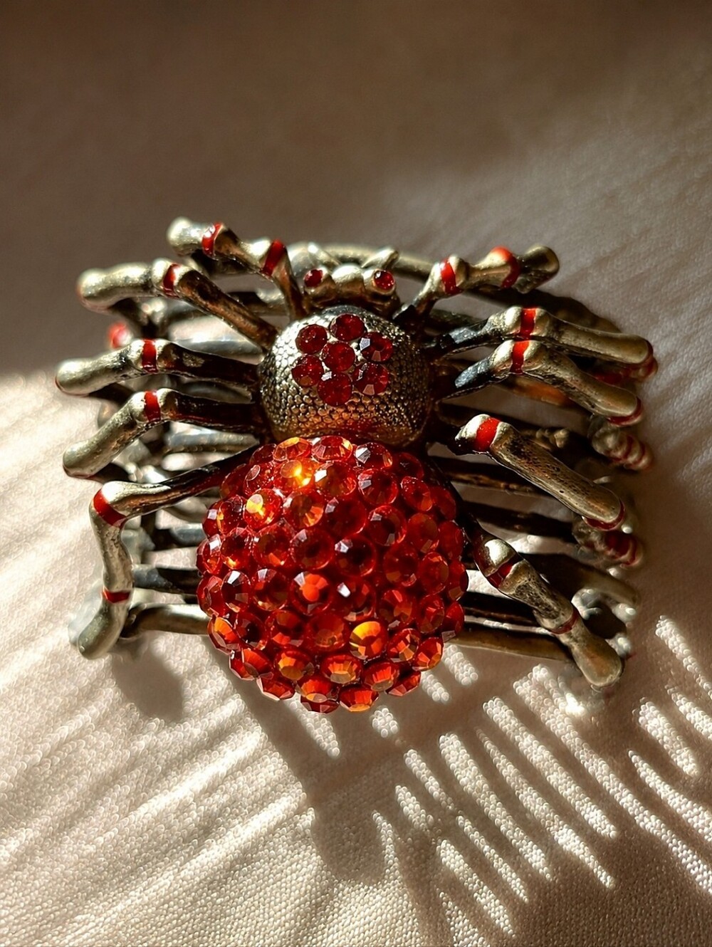 Fire Opal Premium Swarovski Crystal Elements Halloween Spider Bracelet Cuff NEW